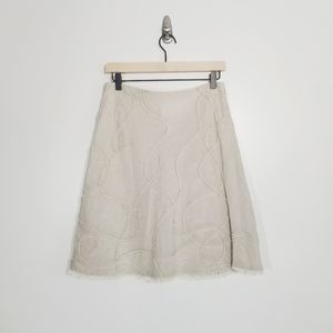 White + Warren 100% Linen Beige Neutral Skirt